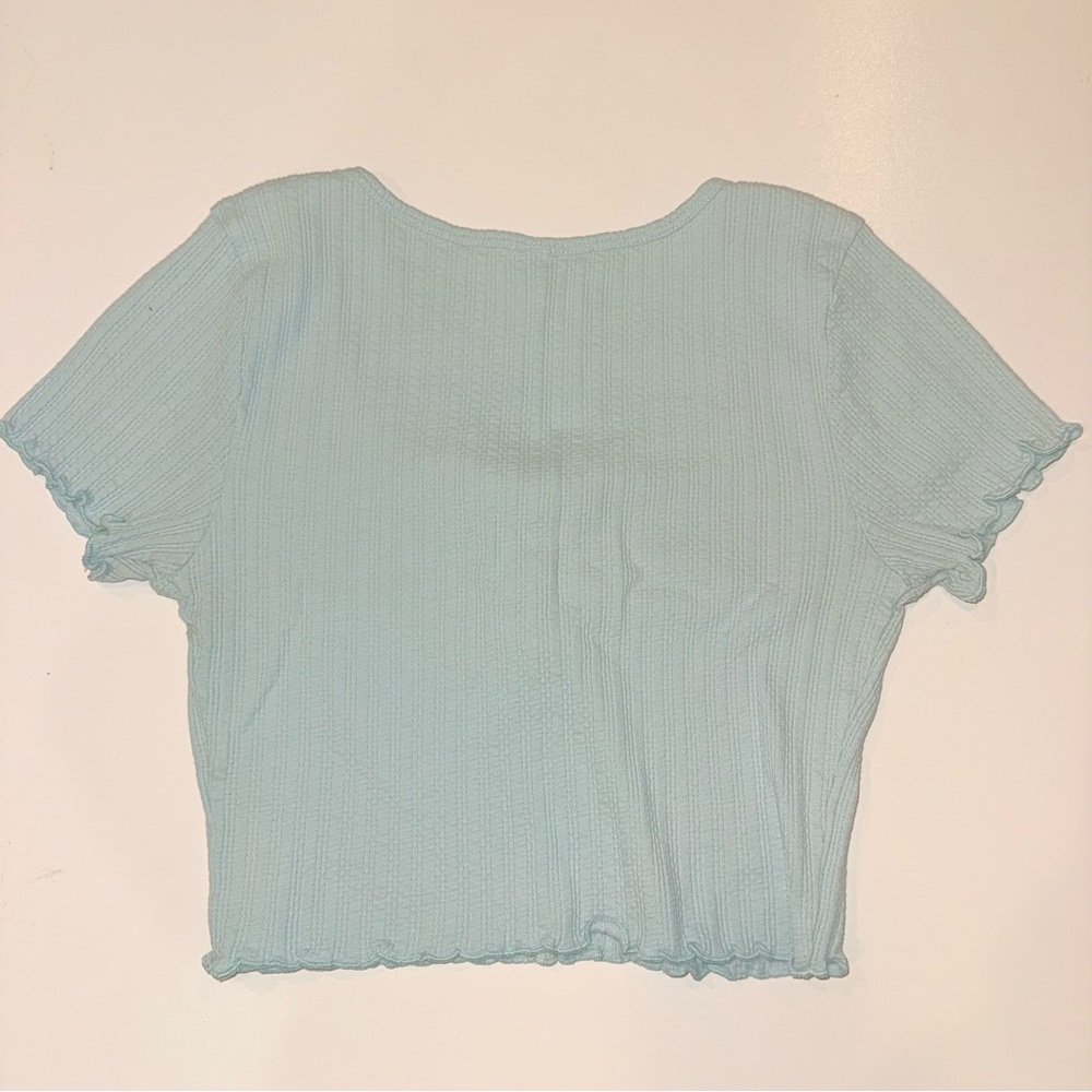 BP Light Blue Ribbed Crop Top - Picture 2 of 4